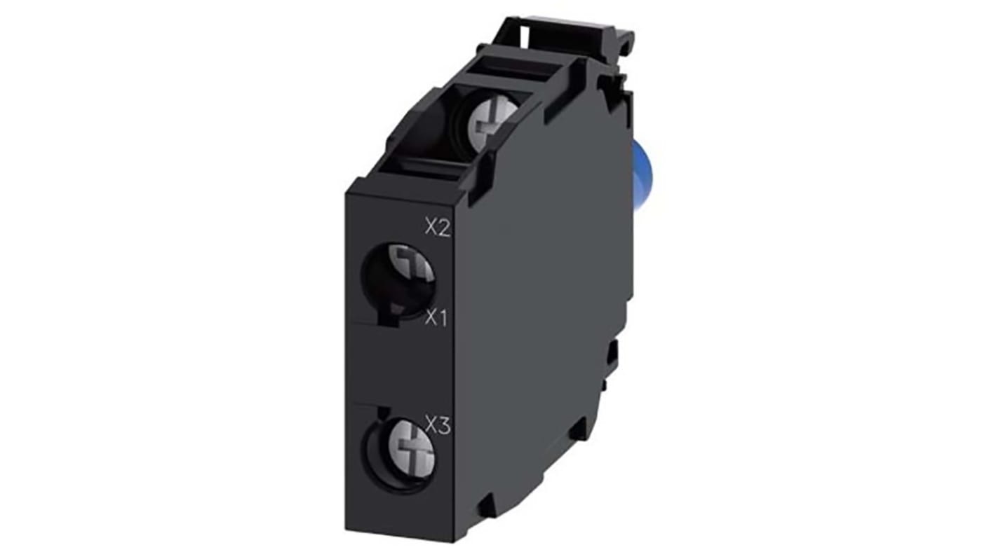 Blocco LED Siemens 3SU1401-1BF24-1AA0, modulo semaforico 230 V, montaggio su piastra frontale, colori rosso-verde-giallo.