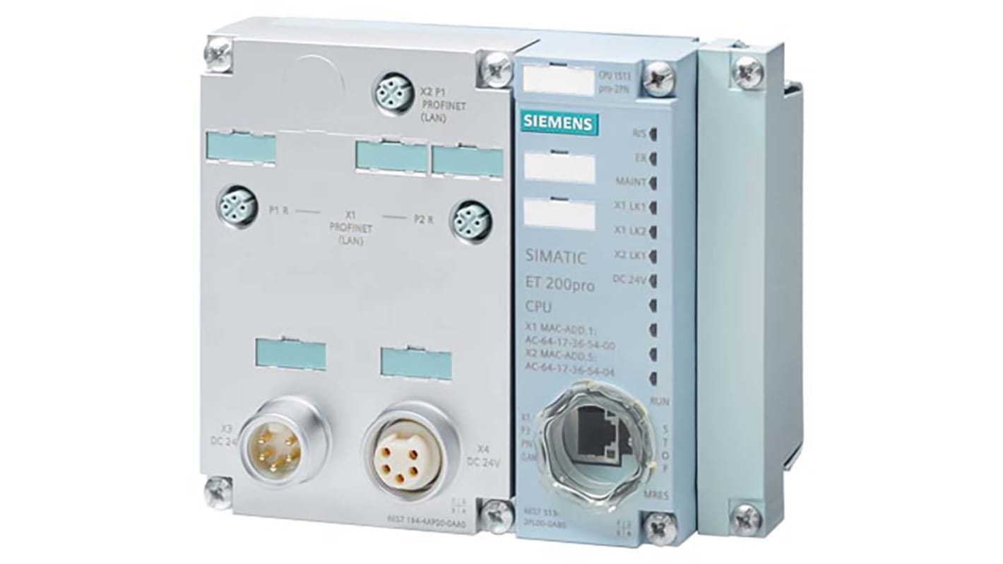 CPU PLC Siemens 6ES7513-2PL00-0AB0 per ET 200pro, 20 ingressi/uscite, memoria 300KB, interfaccia Ethernet.