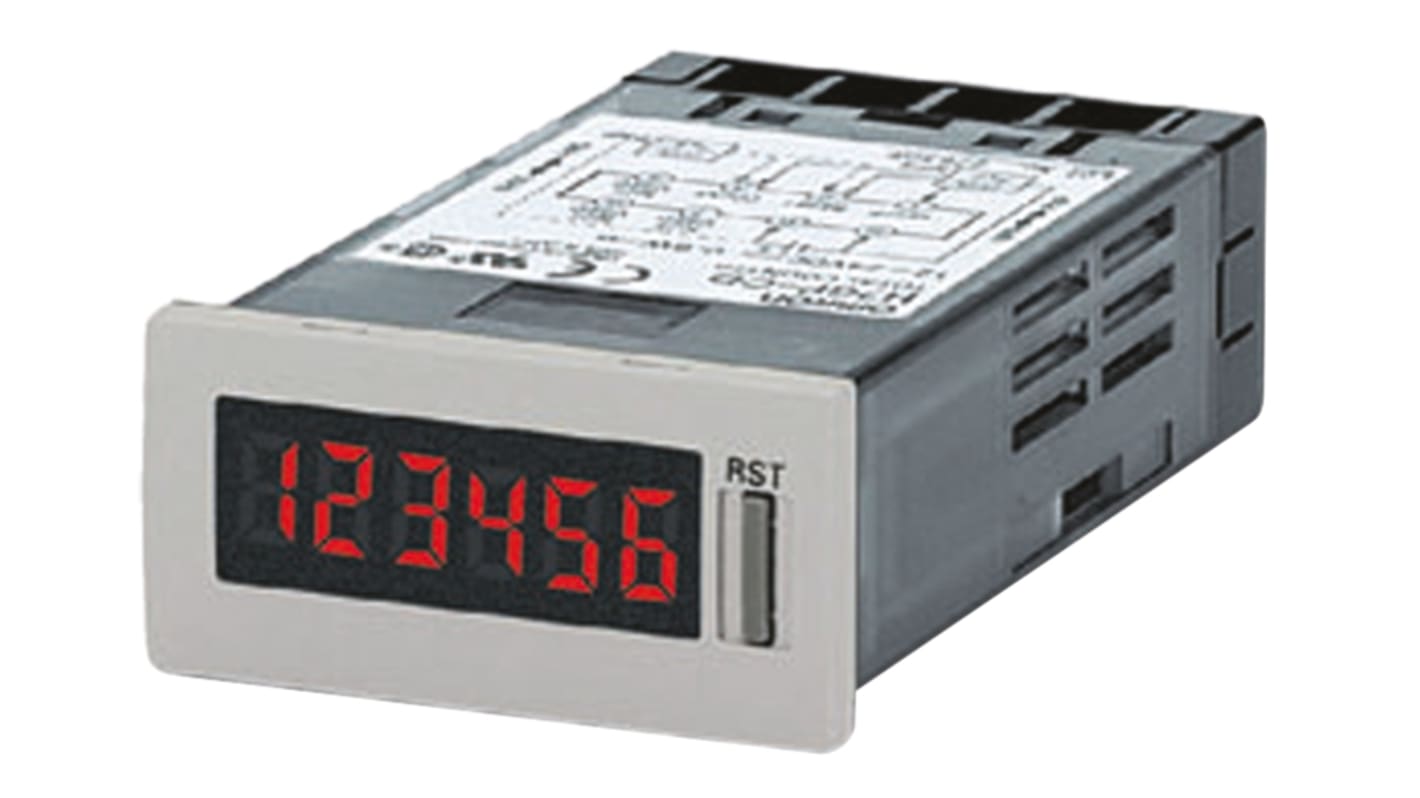 Omron H7GP-C, contatore secondi LCD 6 cifre, montaggio a pannello 24x48 mm, alimentazione 100-240 V, grado di protezione IP65.