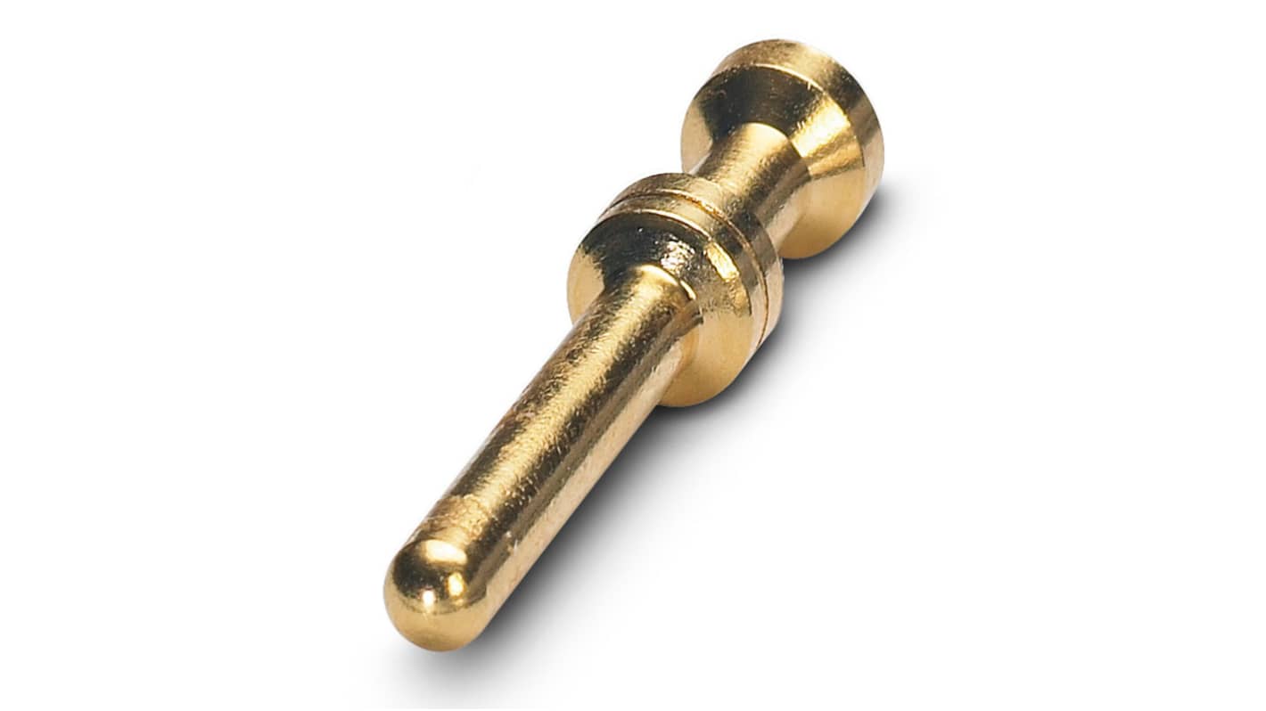Contatto a crimpare maschio Phoenix Contact 1585663, diametro 2,5 mm, in lega di rame con superficie placcata oro.