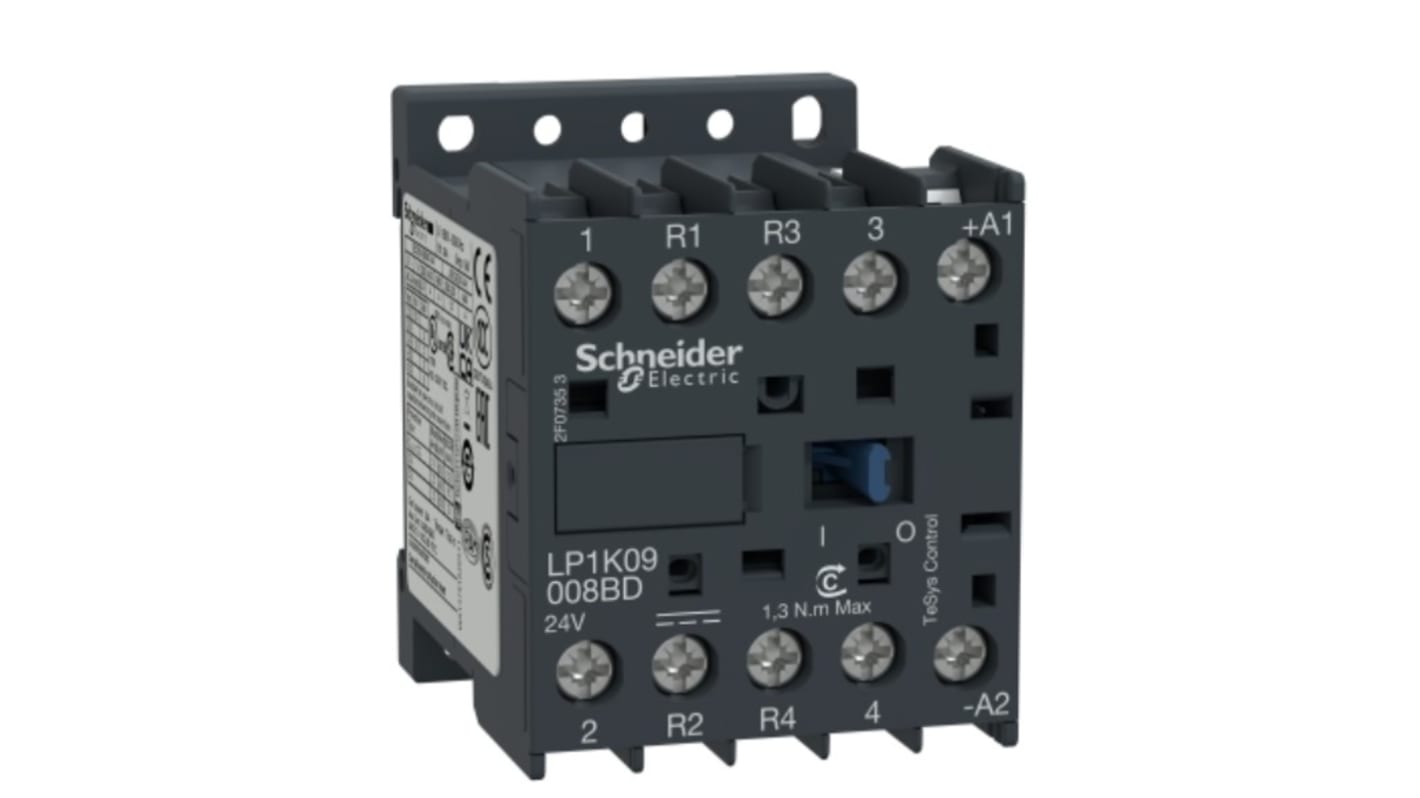 Contattore Schneider Electric LP1K09008MD, 4 poli, 2NO + 2NC, 20 A, bobina 220 V AC, serie TeSys K.