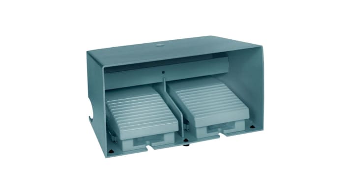 Interruttore a pedale instabile On-Off Schneider Electric XPEM3100D, IP66, 2NC+2NO, contenitore metallico, tensione AC 240V.