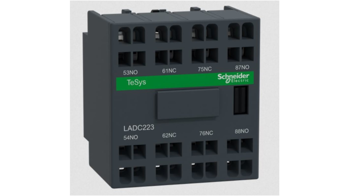 Blocco di contatti ausiliari Schneider Electric LADC223, 2NC + 2NO, montaggio a clip, grado di protezione IP20.