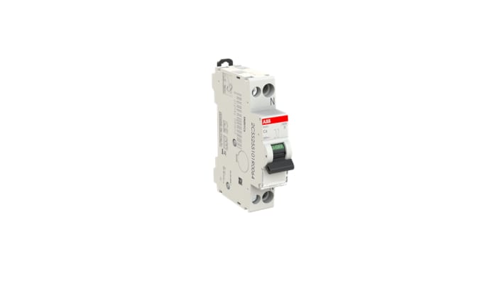 Interruttore magnetotermico ABB SN201-C6, Tipo C, 6A, 6 kA, montaggio su guida DIN, dimensioni 18x69x85 mm.