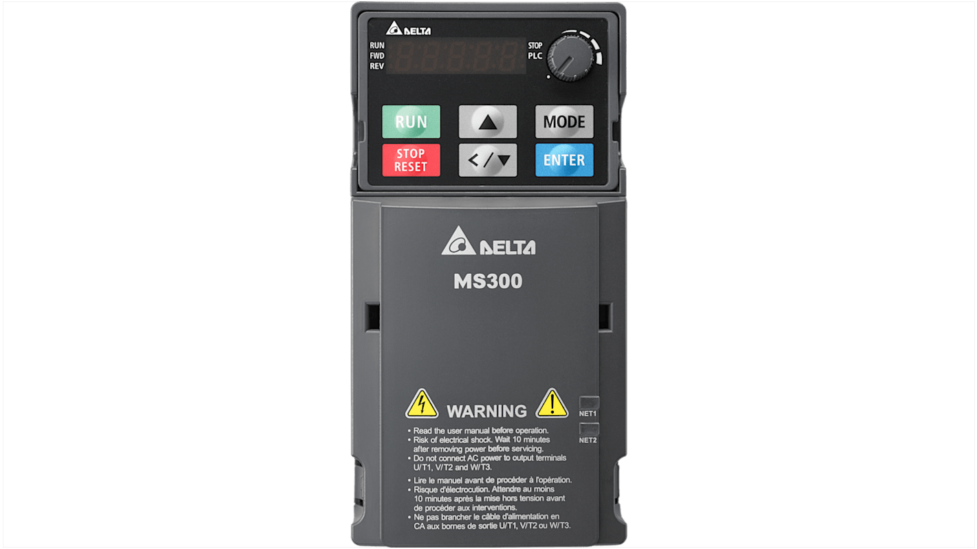 Inverter Delta Electronics VFD2A8MS21AFSAA 0,4 kW 230V IP20 Modbus RS485. Ideale per applicazioni industriali.