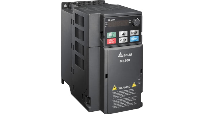 Inverter industriale Delta Electronics VFD9A0MS43AFSAA 3,7 kW 460V 3 fasi IP20 Modbus RS485. Ideale per applicazioni industriali.