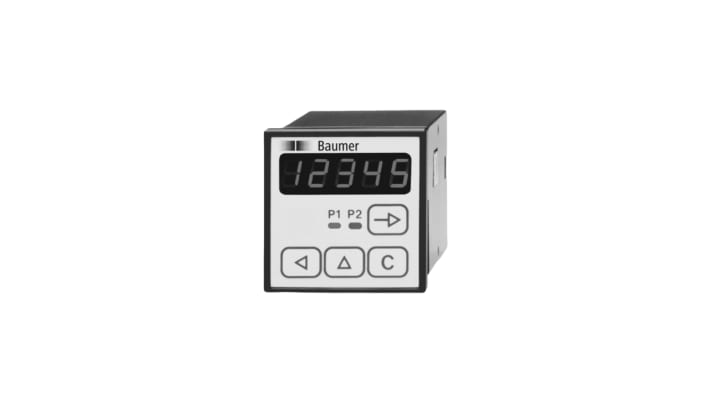 Contatore ore LED Baumer NE216.013AX01, 5 cifre, montaggio a pannello, 48 mm x 48 mm, alimentazione 12-30 V c.c.
