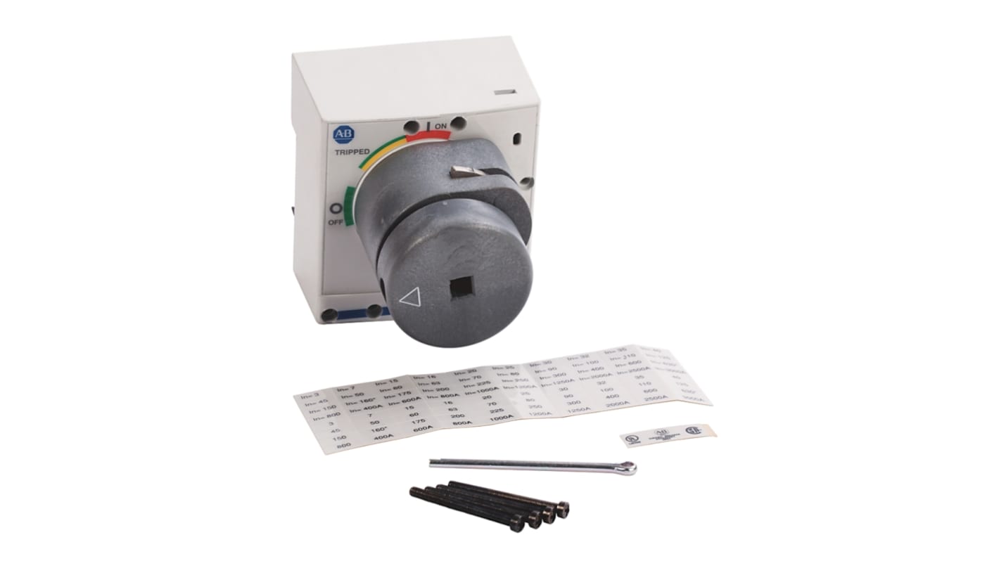 Manopola rotativa Rockwell Automation 140G-H-RMB per interruttori automatici, compatibile con la gamma 140G, in alluminio.