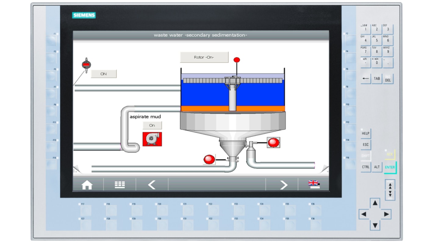 Pannello HMI Siemens 6AG11241QC024AX1, 15,4 pollici, interfaccia PROFINET, risoluzione 1280 x 800 pixel.