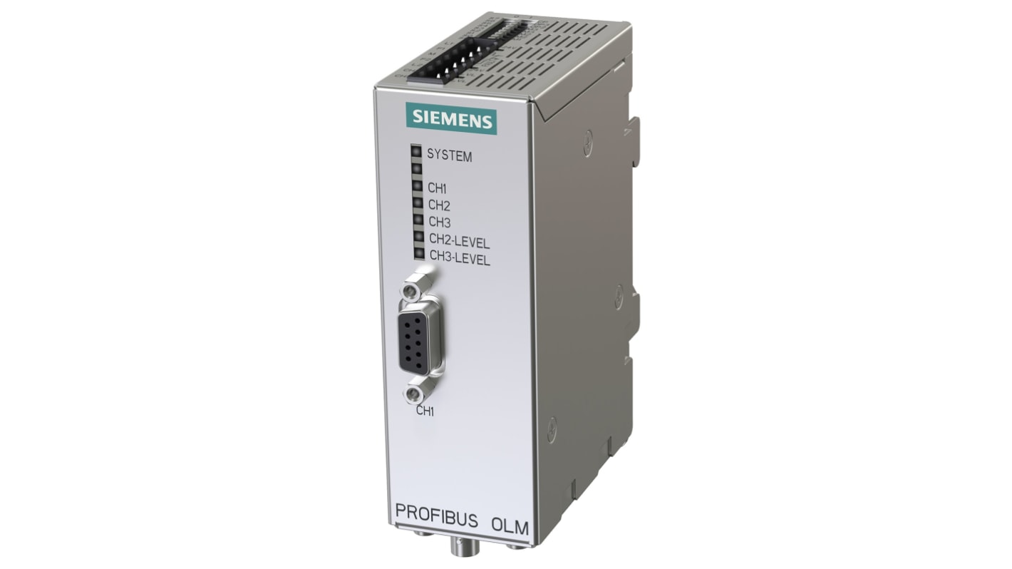 Modulo di collegamento ottico Siemens 6GK1503-3CC00, 24 V, con interfaccia RS 485 e 2 connettori BFOC, montaggio su guida DIN.