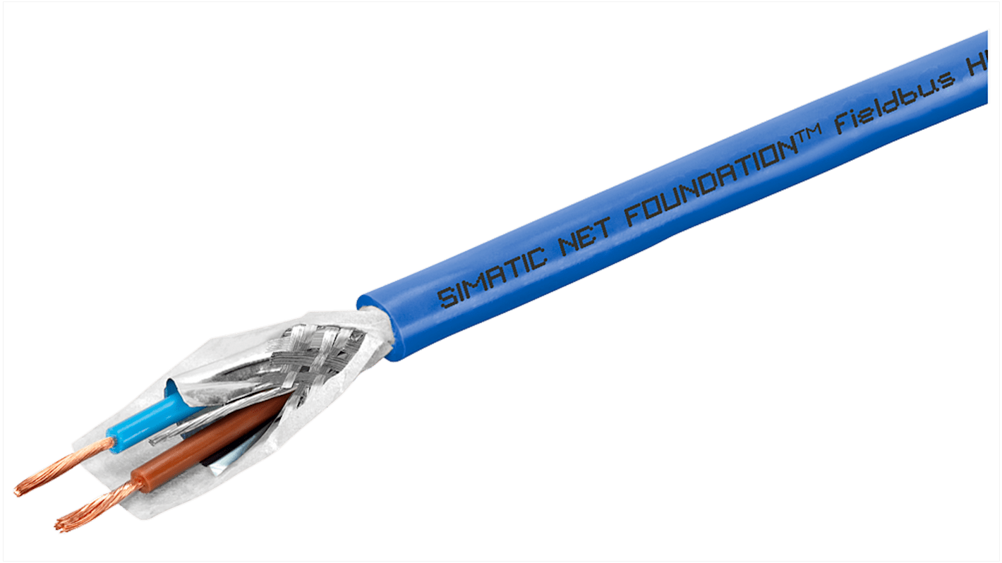 Cavo di alimentazione multipolare Siemens 6XV18305GH10, guaina blu, 2 conduttori, diametro 8.5 mm, impedenza 100 Ω.