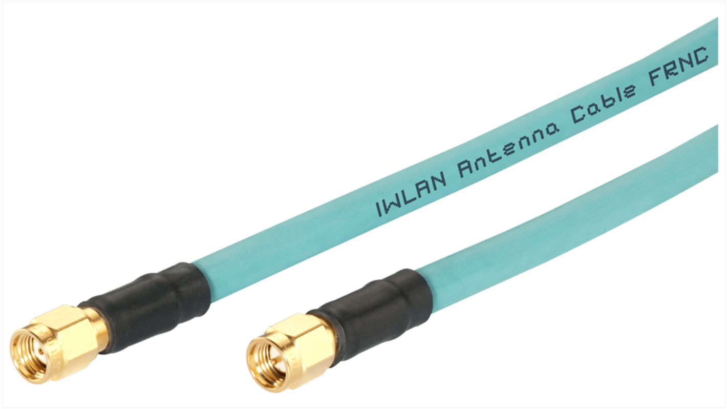 Cavo coassiale Siemens RP-SMA/SMA maschio, 0,30 metri, 50 ohm, IP68, frequenza 0-6000 MHz, diametro 6,3 mm.