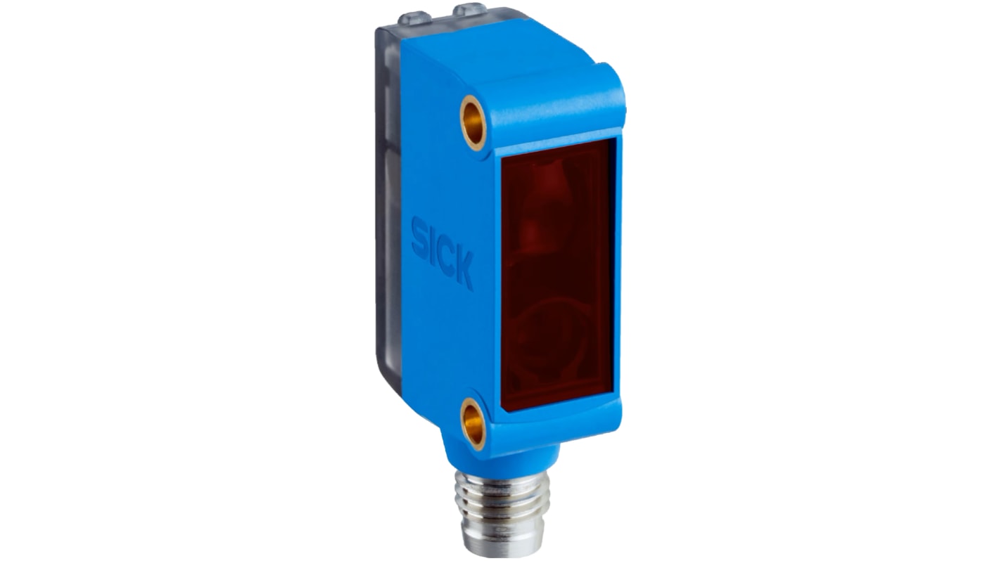 Sensore fotoelettrico Sick GS6-D3311S55, rettangolare, rilevamento fino a 15 m, uscita PNP, montaggio filettato, IP67.