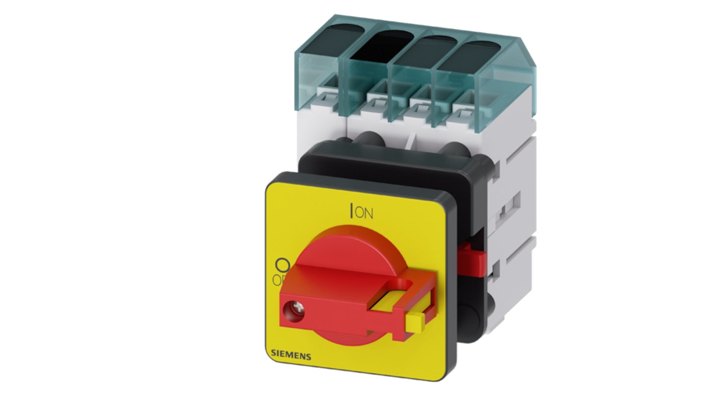 Interruttore di isolamento Siemens 3LD3450-0TL13, 3 poli, 63A, montaggio su guida DIN, grado di protezione IP65.