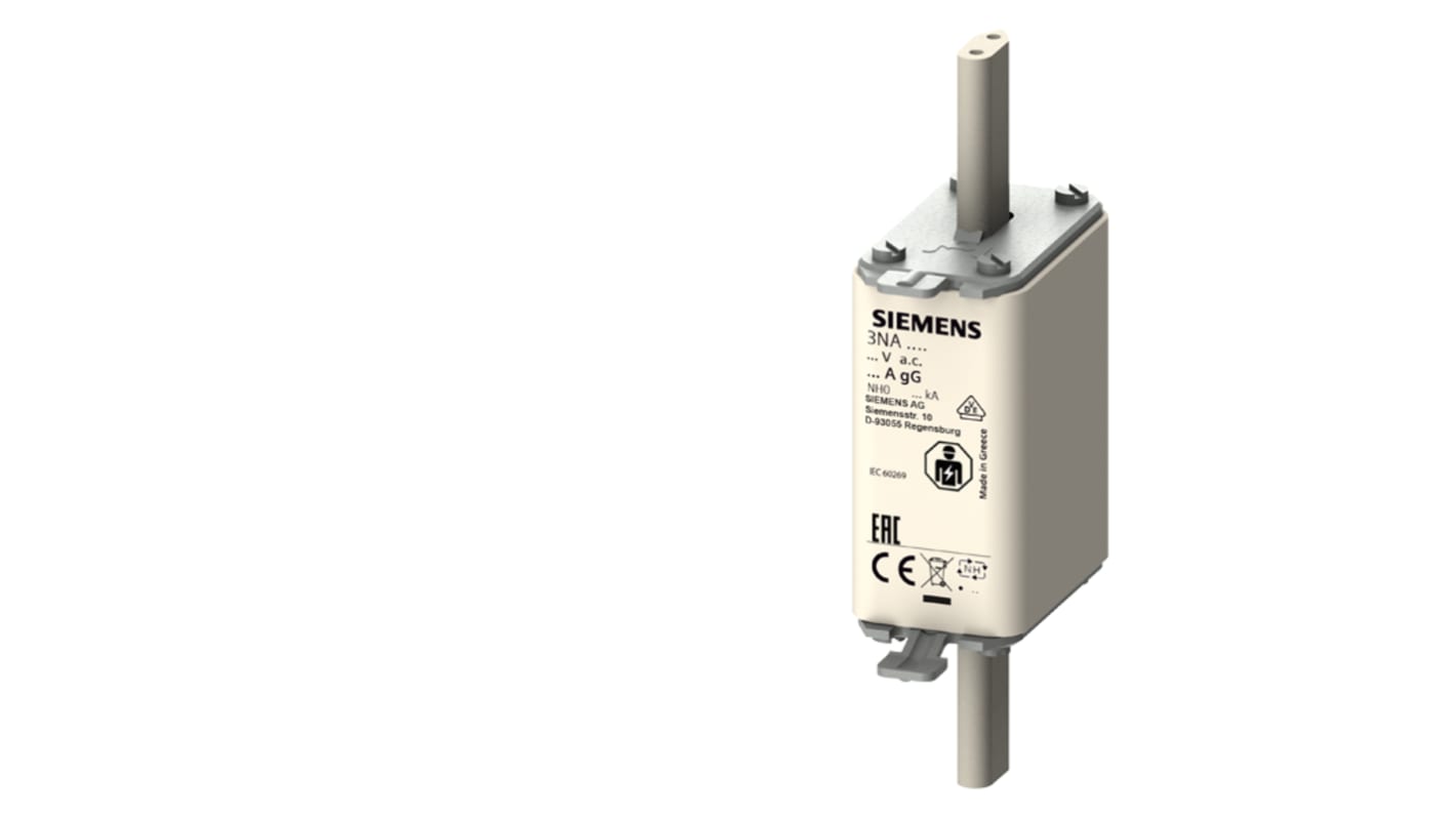 Fusibile NH Siemens 16A, per protezione impianti, tensione 440-500V, attacchi sotto tensione, indicatore anteriore.