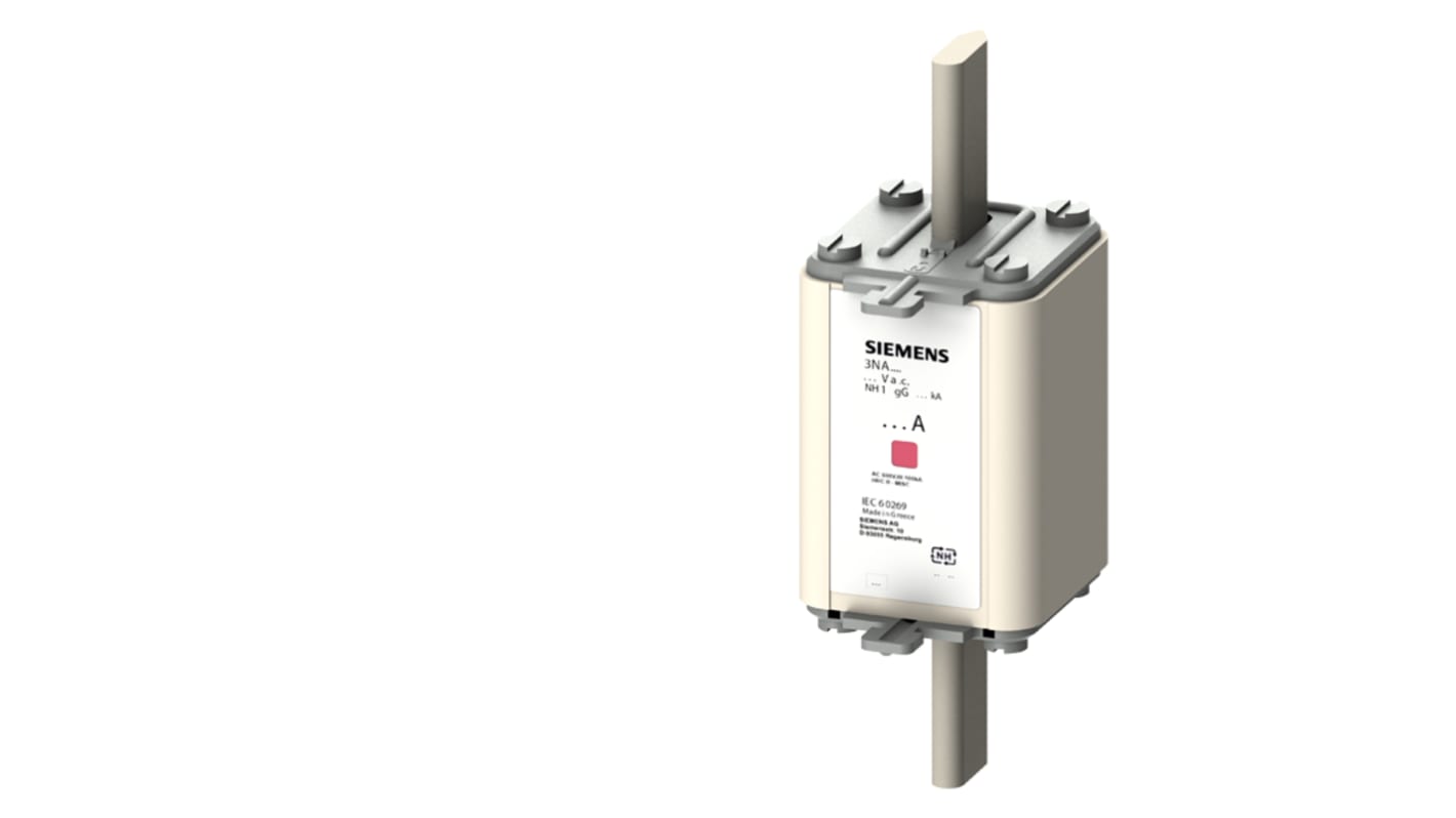Fusibile NH1 Siemens 3NA7142, 224A, per protezione impianti, tensione 440-500V, con alette per impugnatura e contatti placcati in argento.