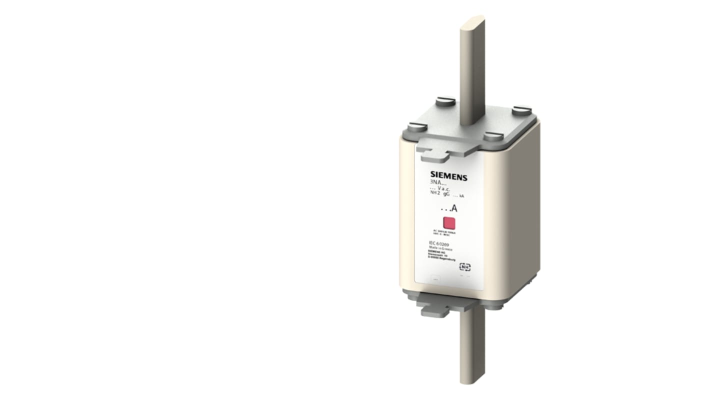 Fusibile NH Siemens 50A, classe NH2, per protezione impianti, tensione 440-500V, con alette per impugnatura e indicatore.