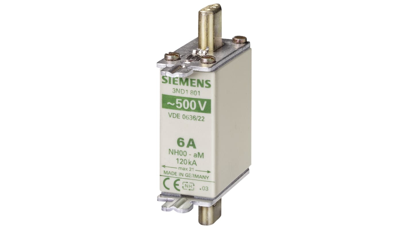Fusibile NH Siemens 32A, per protezione impianti, tensione 440-500V, con alette per impugnatura e indicatore. Cod. 3ND1812.
