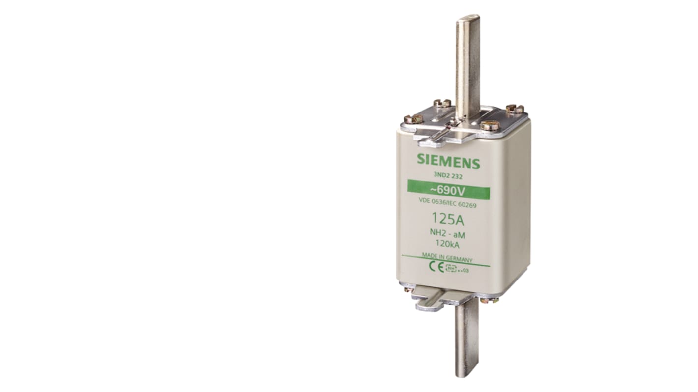 Fusibile NH Siemens 3ND2240, 200A, 690/250V, con alette per impugnatura e indicatore anteriore.