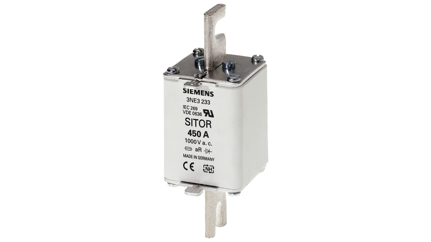 Fusibile NH1 Siemens 3NE1225-3 per semiconduttori, 200A, tensione 690/250V, scollegamento rapido e sicurezza operativa.