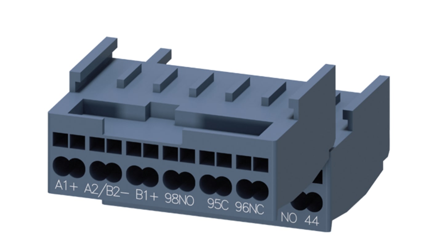 Interruttore ausiliario Siemens 3RH1921-1KA20, 2 contatti normalmente aperti, montaggio a morsetto, classe di protezione IP20.