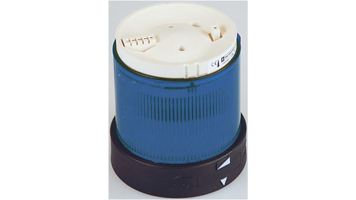 Segnalatore blu Schneider Electric XVBC2M6, LED, 230 V, IP66, altezza 63 mm, diametro 70 mm, temperatura -25 a +50 °C.