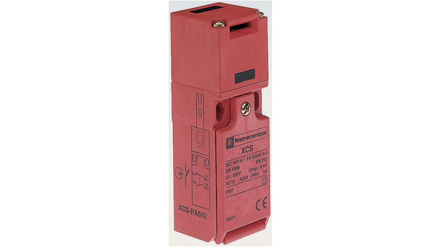 Interruttore di interblocco di sicurezza Telemecanique Sensors XCSTA891, 3NC, IP67, 240V, 6A. Apertura positiva, 8 punti di entrata. Ideale per applicazioni industriali.