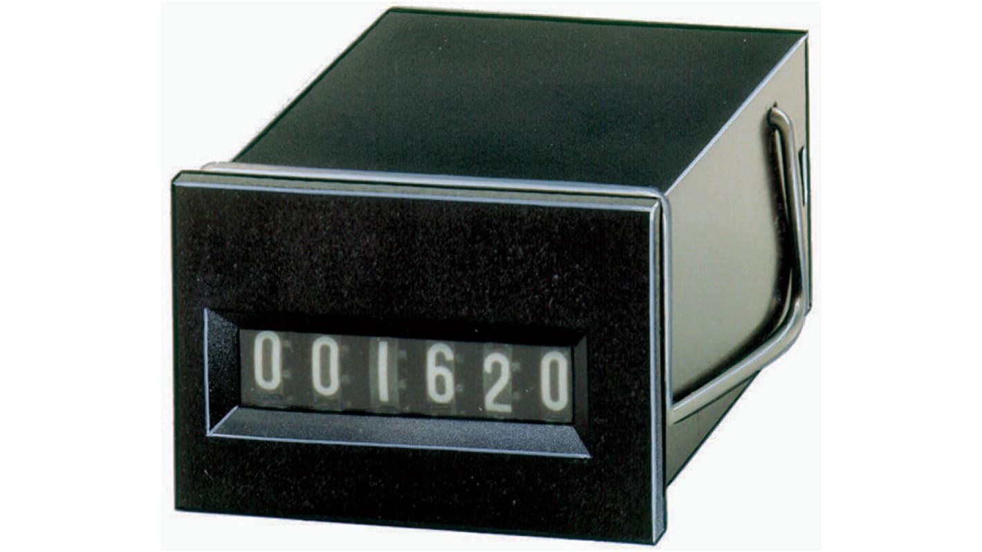 Contatore impulsi Kübler 1.160.201.054, 6 cifre, montaggio a pannello, 10Hz, alimentazione 115 V c.a., temperatura -10/+50 °C.