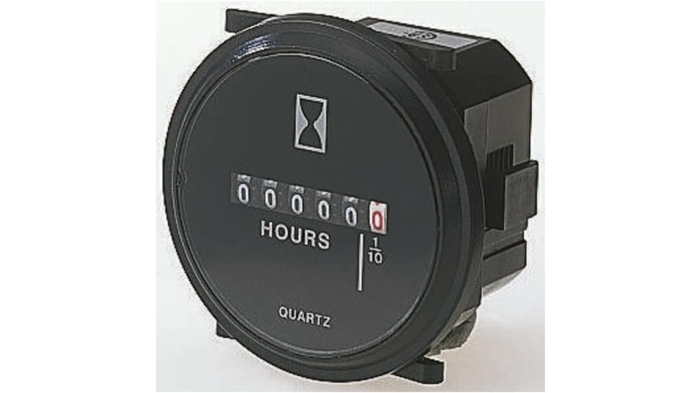 Contatore elettromeccanico Kübler 0.135.200.301, 6 cifre, Ø 58,7 mm, alimentazione 115 V c.a., montaggio con fermaglio.