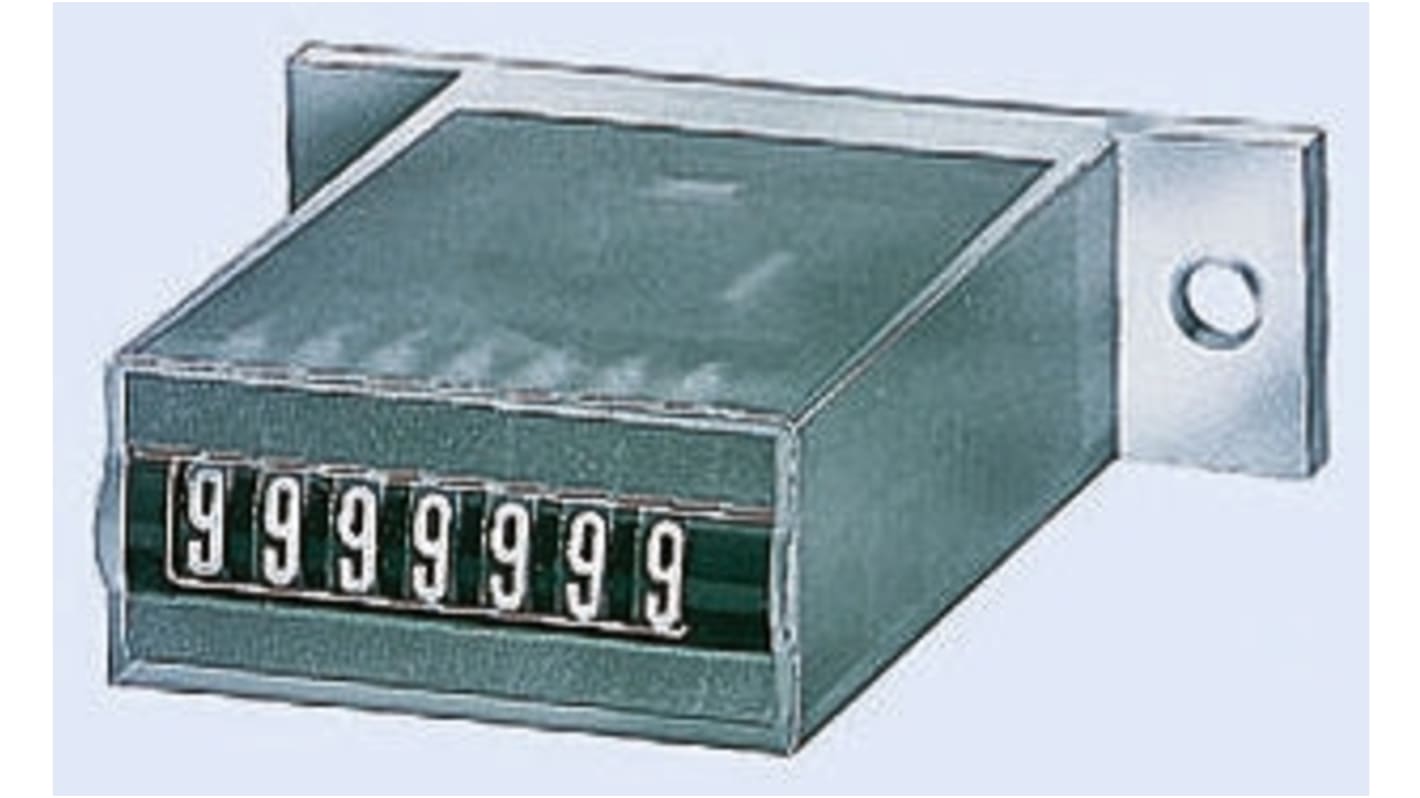 Contatore Kübler 1.130.000.054, 7 cifre, 10Hz, 115 V c.a., montaggio su circuito stampato, altezza cifra 4 mm.