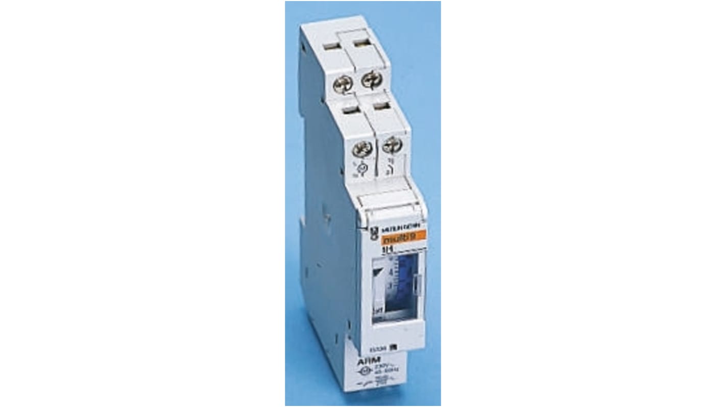 Temporizzatore Schneider Electric 16654 per guida DIN, SPDT, 230 V, programmazione giornaliera o settimanale, durata batteria 100 h.