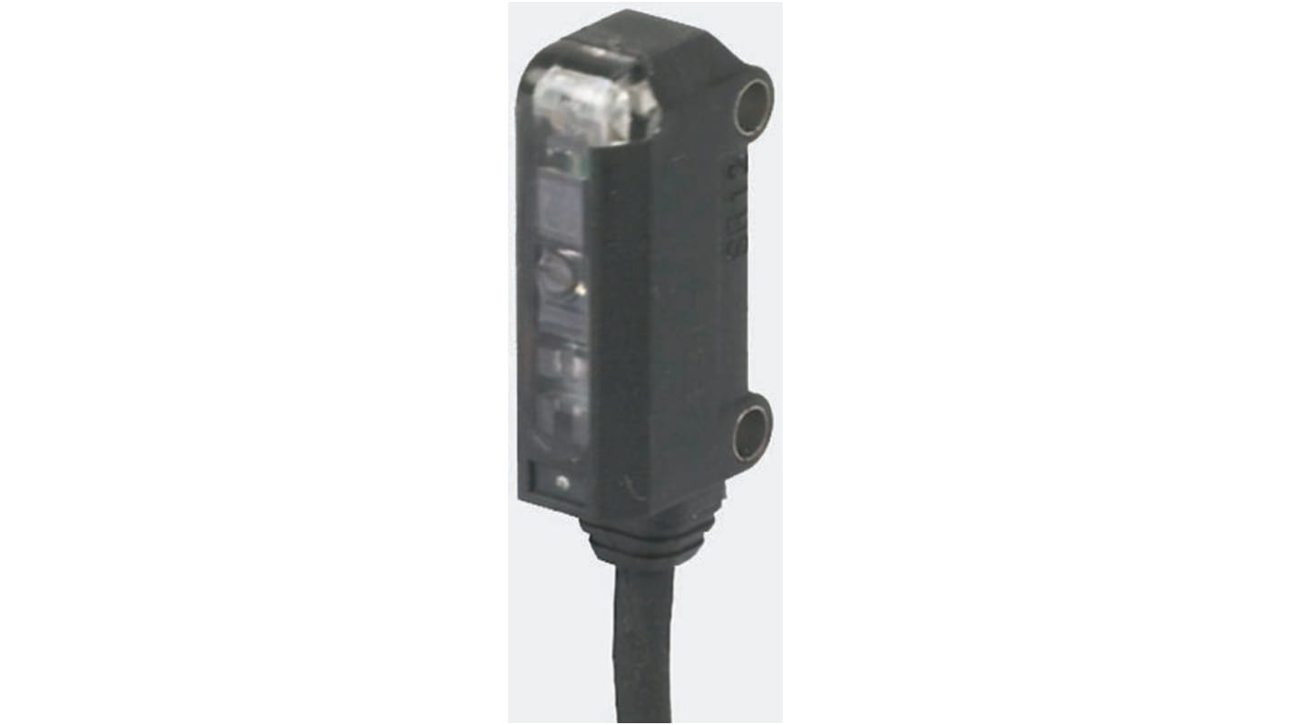 Omron E3T-SL11 2M, sensore fotoelettrico rettangolare a retroriflessione, rilevamento 5-15 mm, uscita NPN, cavo 2 m.