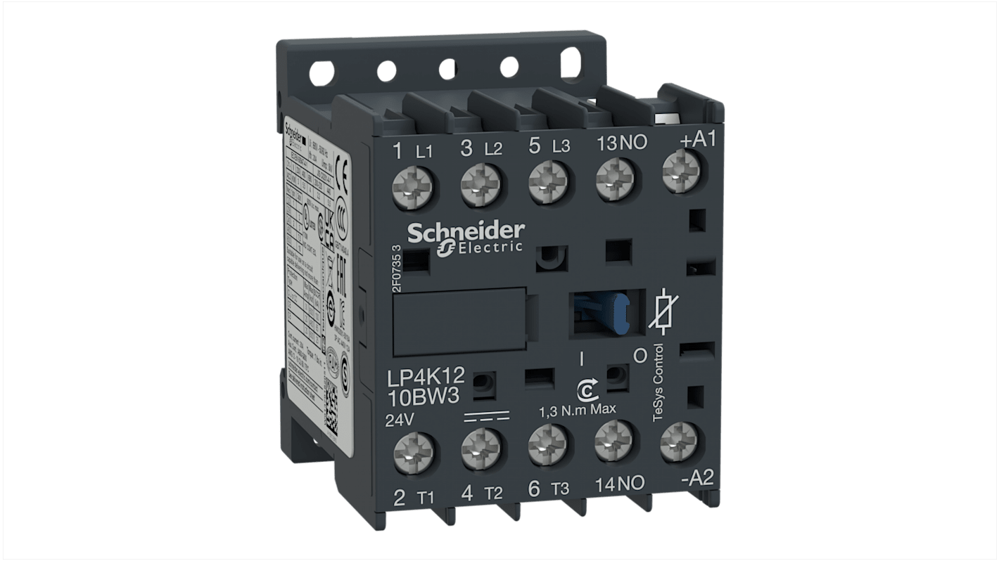 Contattore Schneider Electric LP4K1210BW3 a 3 poli, 5,5 kW, 24 V CC - Ideale per carichi industriali. Facile installazione e sicurezza garantita.