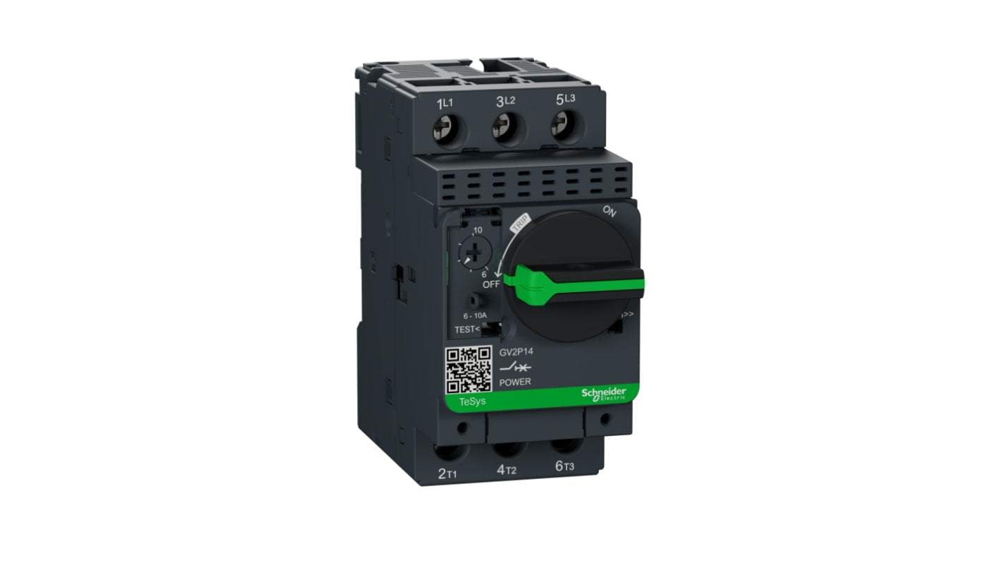 Interruttore automatico motore Schneider Electric GV2P14, 6-10 A, 89 mm. Protezione robusta per applicazioni industriali.
