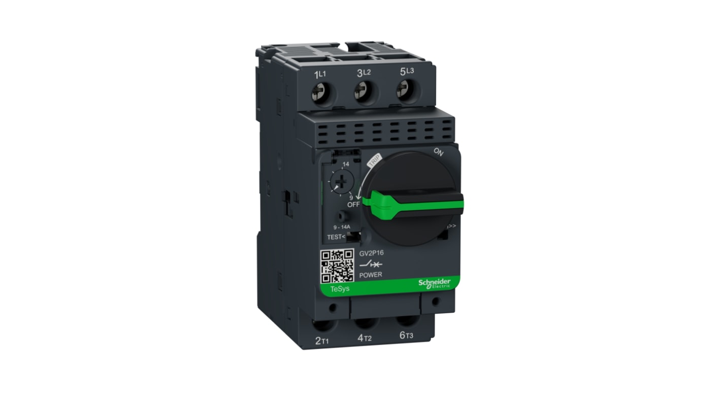 Interruttore automatico del motore Schneider Electric GV2P16, 9-14 A. Protezione affidabile per motori da sovraccarichi e cortocircuiti. Design robusto per applicazioni critiche.