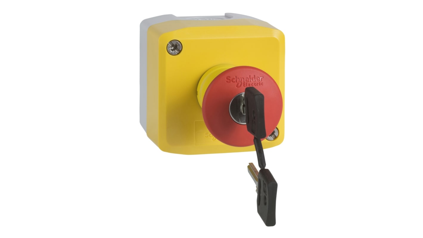 Pulsante di arresto di emergenza Schneider Electric Harmony XALK, montaggio superficiale, 1NO + 2NC, grado di protezione IP69K.