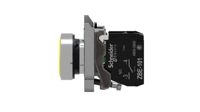 Pulsante di attivazione momentanea giallo Schneider Electric XB4BA51 per impianti industriali - Serie Harmony XB4.
