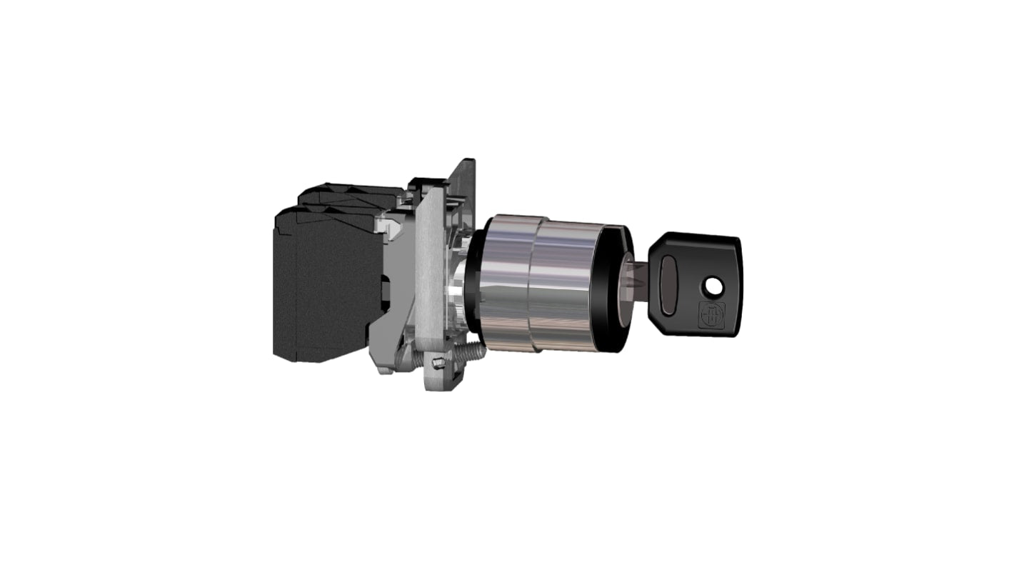 Interruttore a chiave Schneider Electric XB4BG33, 3 posizioni, montaggio a pannello, grado di protezione IP66/IP67/IP69K.