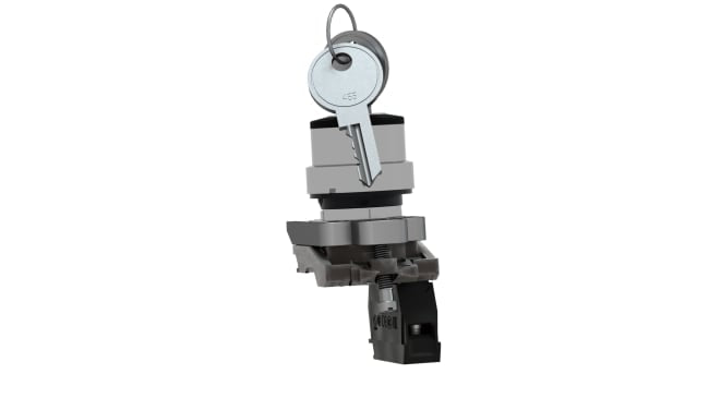 Interruttore a chiave a 2 posizioni Schneider Electric XB4BG61, montaggio a vite, protezione IP66/IP67, angolo di rotazione 90°.