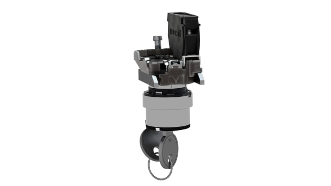 Interruttore a chiave a 2 posizioni Schneider Electric XB4BG61, montaggio a vite, protezione IP66/IP67, angolo di rotazione 90°.