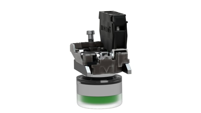 Pulsante rotondo verde Schneider Electric XB4BP31, montaggio a pannello, contatto SPST, protezione IP66/IP67, diametro 22 mm.