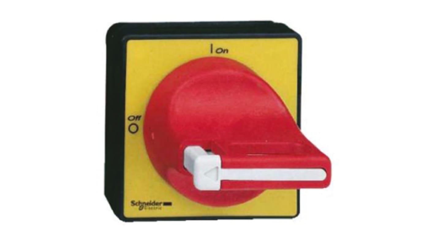 Manopola rotante Schneider Electric KCF2PZ, rossa 60mm IP65 per sezionatori Serie V3 e V4. Ideale per industria e impianti.