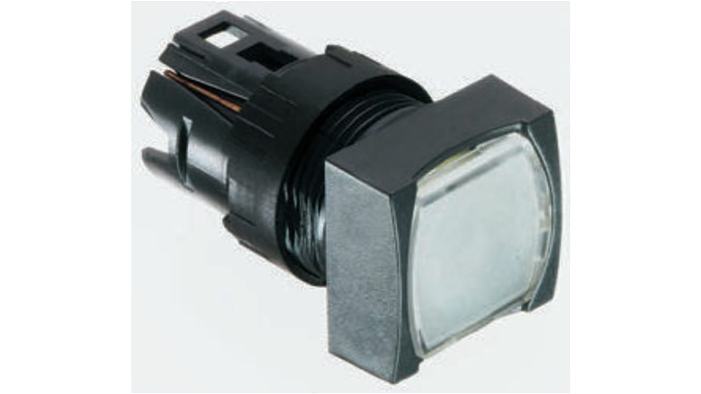 Attuatore pulsante rettangolare bianco Schneider Electric, serie Harmony XB6, montaggio a pannello, IP65, diametro foro 16 mm.