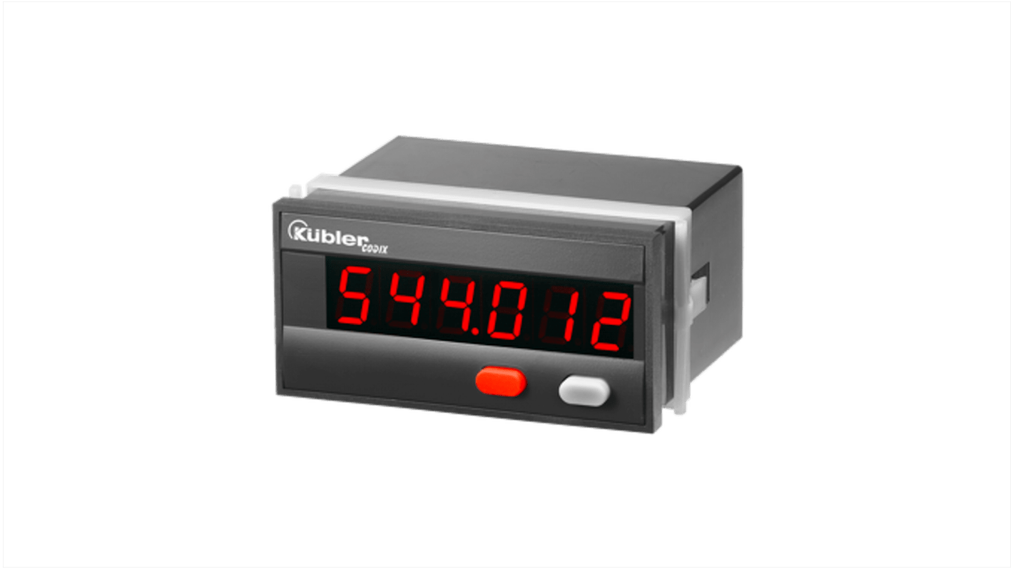 Contatore frequenza Kübler 6.544.012.000, LED 6 cifre, montaggio a pannello, intervallo 0.001-999999, alimentazione 90-260 V.