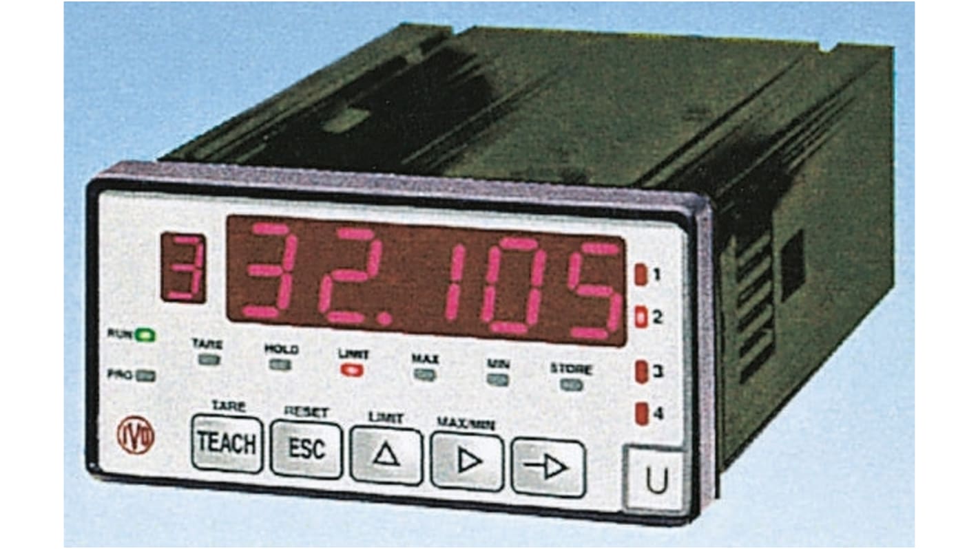 Baumer PA422.064AX01, misuratore digitale da pannello con display LED, ingresso da -15 a +300 mV c.c., foro 93mm x 45mm.