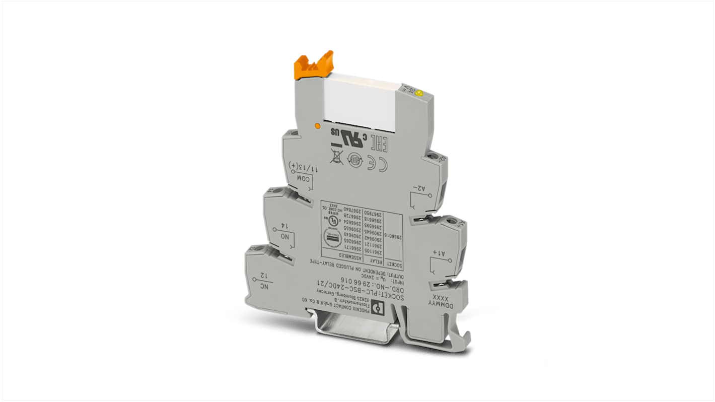 Modulo relè di interfaccia PLC Phoenix Contact 2966171 - SPDT, 24V cc, montaggio su guida DIN. Ottimizzato per automazione e controllo di processi.