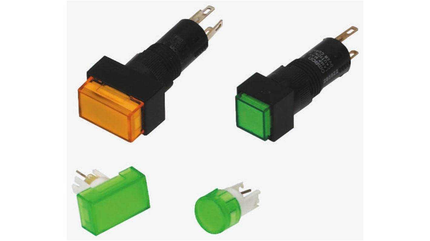 Omron A3DA-500W, interruttore a pulsante illuminato quadrato, 8 mm, montaggio a pannello, unità SPST normalmente aperta, compatibile con Serie A3D.