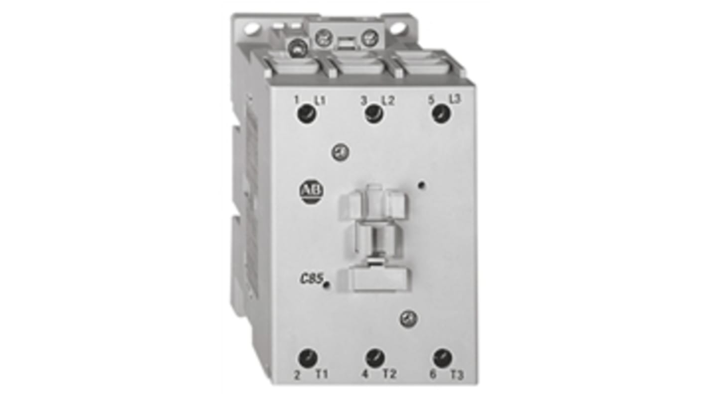 Contattore Allen Bradley 100-C72KF10, 3 poli, 72 A, bobina 230 V c.a., dimensioni 175x90x132 mm, grado di protezione IP2X.