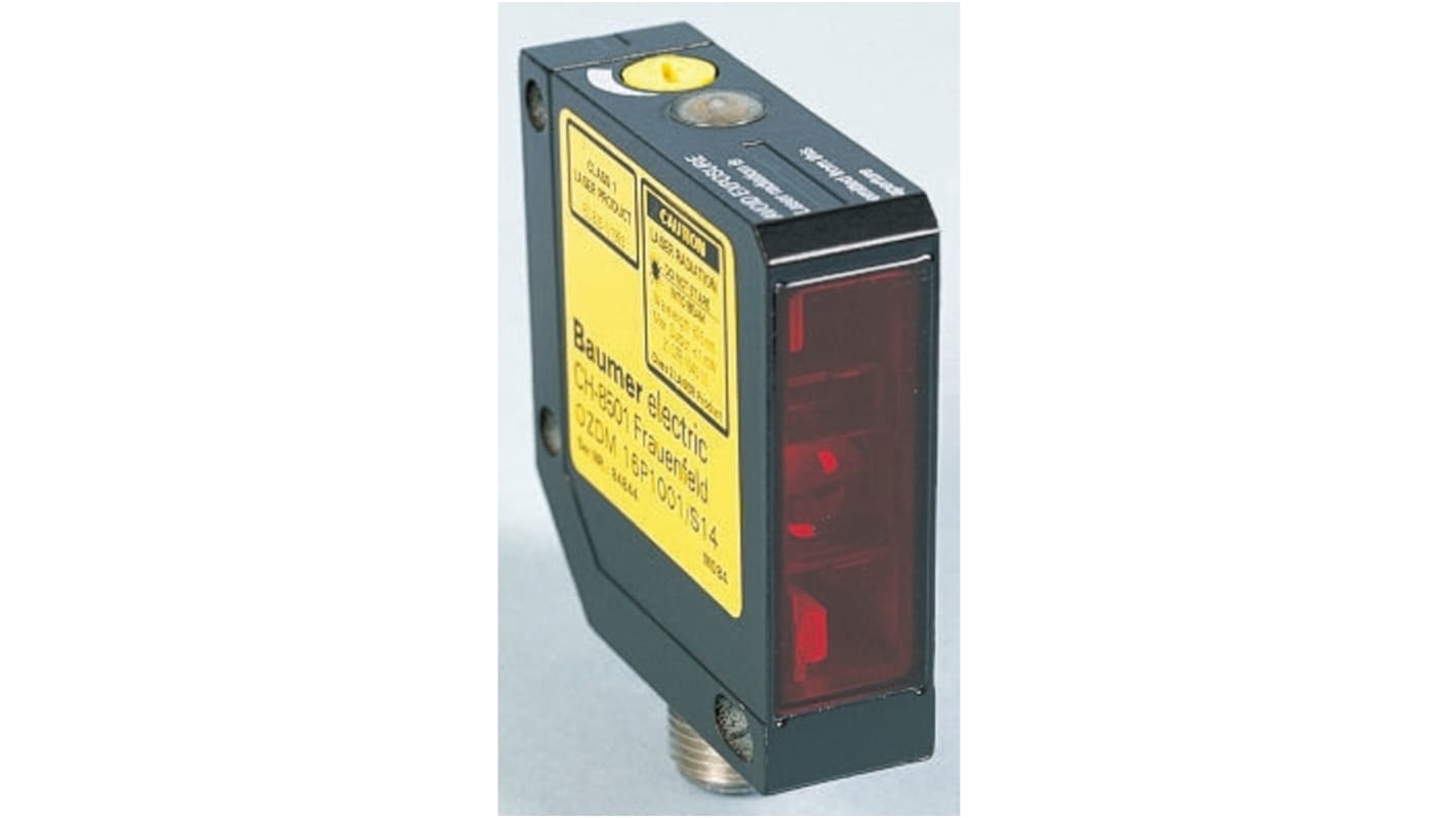 Sensore fotoelettrico rettangolare Baumer OZDM 16P1001/S14, rilevamento fino a 250 mm, uscita PNP, IP67.