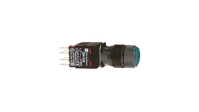 Pulsante luminoso verde Schneider Electric XB6AF3B1B, SPST, montaggio a pannello, IP65, diametro foratura 16mm.
